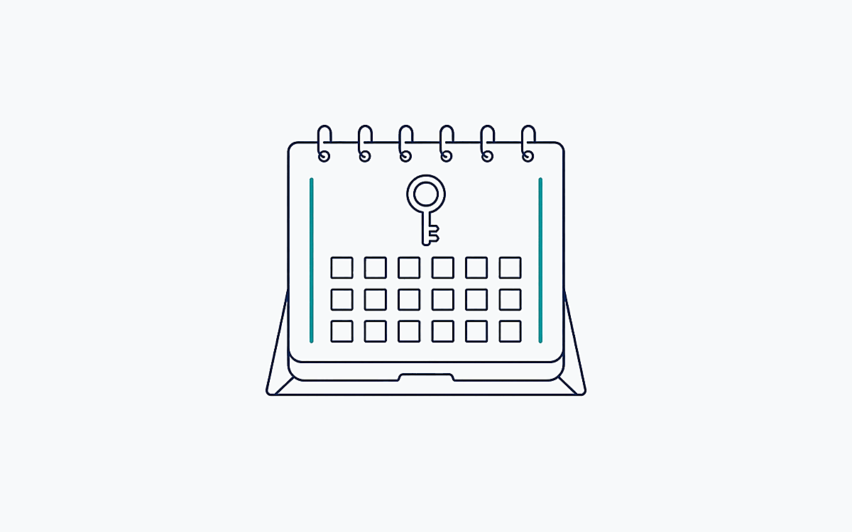 Desk calendar with empty days between lease dates.