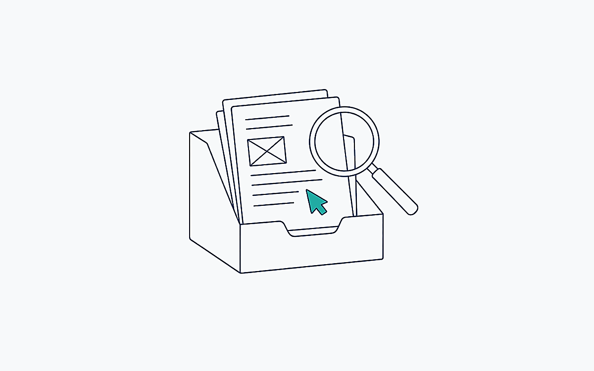 Open file pack with documents under a quiet ask mark.