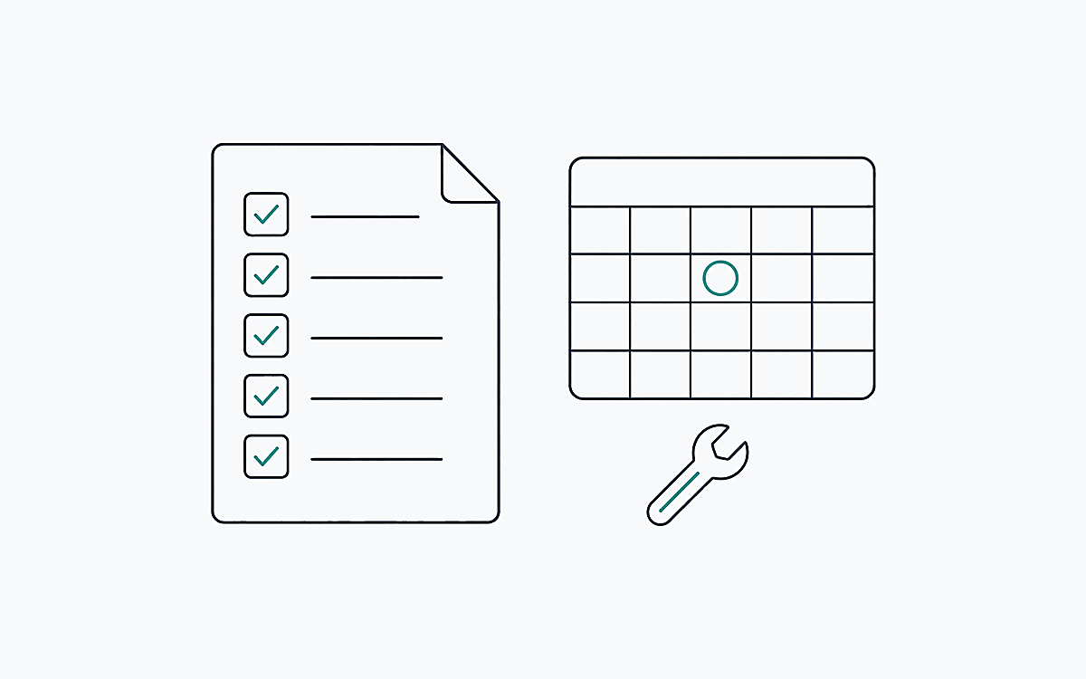 Open-jobs checklist overlapping a renewal calendar tick.